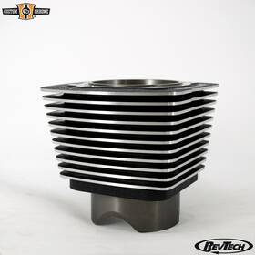 651168 Custom Chrome Revtech 100 Inch 4x4 Front Cylinder Black 4 Bore And Machined Fins. Shorter Length