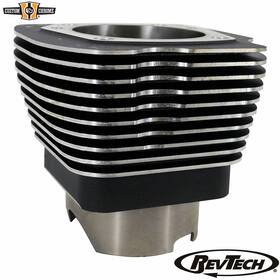 684706 Custom Chrome Revtech 125 Inch 4x4 Front Cylinder Black 4-1/4 Bore And Machined Fins. Shorter Length