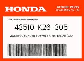 43510-k26-305 Honda Genuine Master Cylinder Sub-assy. Rr. Brake Coo -