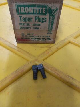 210236 Irontite Part No.210236 Crack Repair Taperplugs Size .235 1/2 Inch New Old Stock