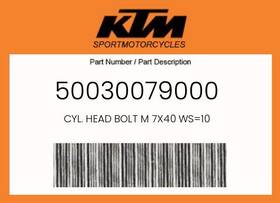 50030079000 Ktm Genuine Cyl. Head Bolt M 7x40 Ws 10 -