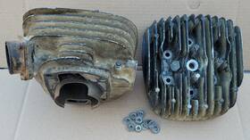 11111-30400 Suzuki Tm250 1974 1975 Cylinder And Head 71.00 Mm Bore No Broken Fins