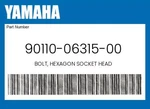 Yamaha Genuine Bolt, Hexagon Socket Head 90110-06315-00. Fixed Price $10.05.