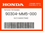 Honda Genuine Nut, Flange (7MM) 90304-MM5-000. Fixed Price $6.74.