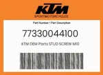 Ktm Genuine Stud Screw M10 - 77330044100. Fixed Price $7.81.
