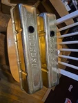 Vintage Small Block Chevy Moroso Gold Anodized Valve Covers Used Sbc. Fixed Price $200.00.