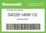 Kawasaki Genuine Step,rh,silver 34028-1499-CE. Fixed Price $34.42.
