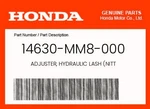 Honda Genuine Adjuster, Hydraulic Lash (nitt 14630-MM8-000. Fixed Price $59.37.