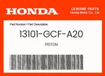 Honda Genuine Piston 13101-GCF-A20. Fixed Price $50.95.