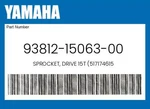 Yamaha Genuine Sprocket, Drive 15T (517174615 93812-15063-00. Fixed Price $21.35.