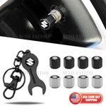 4PCS Hex Suzuki Car Tire Wheels Air Stem Dust Valve Cap Cover + Keychain Ring. Fixed Price $9.99.
