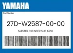 Yamaha Genuine Master Cylinder Sub Assy 27D-W2587-00-00. Fixed Price $240.94.