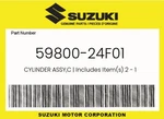 Suzuki Genuine Cylinder Assy,c Includes Item(s) 12 59800-24F01. Fixed Price $283.64.