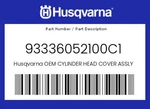 Husqvarna Genuine Cylinder Head Cover Assly - 93336052100C1. Fixed Price $37.36.
