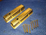 Pair* Vintage Small Block Chevy Moroso Valve Covers W/gold T-bar Hold Downs. Fixed Price $375.00.