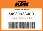 Ktm Genuine Cylinder + Piston Kpl. 2011 - 54830038400. Fixed Price $1250.55.